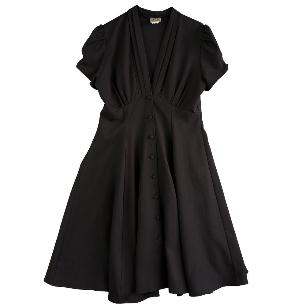 TEREBA MARIE Black Fit & Flare Dress L DK Cottagecore Goth Romance Aesthetic